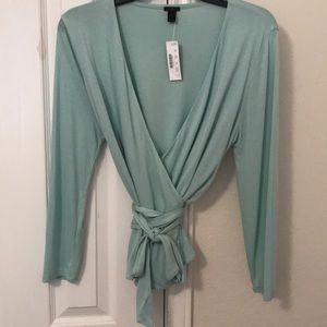 J Crew light green Wrap and Tie Top